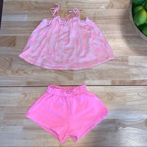 Plush pink shorts + sleeveless top